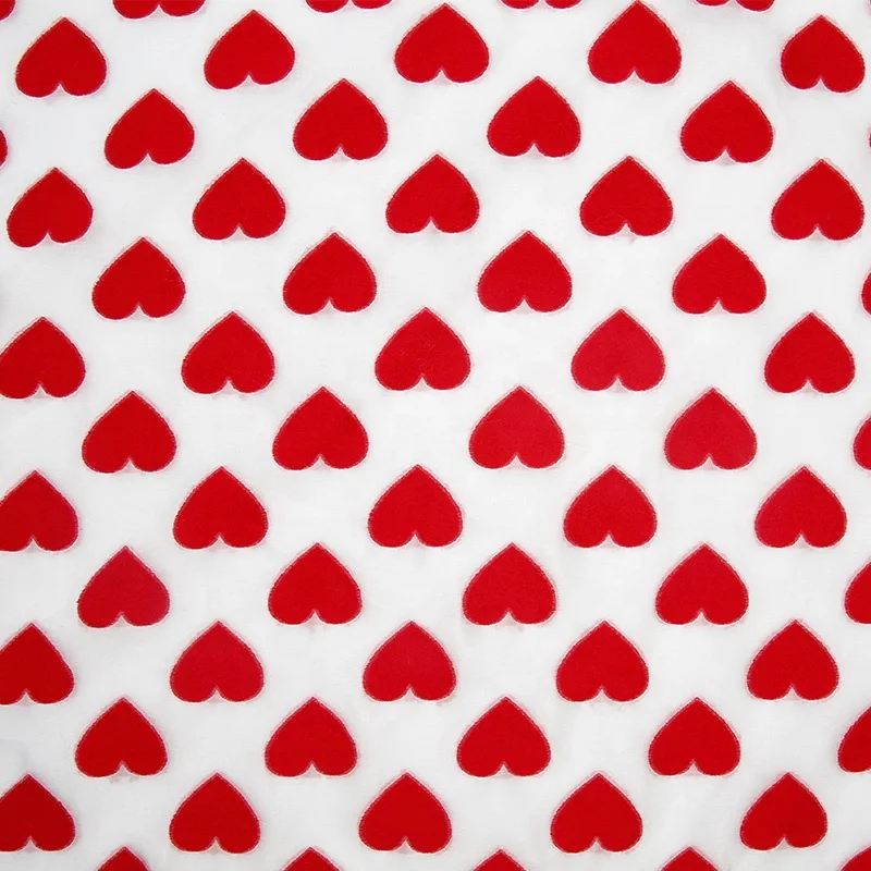 TDR1458-L China Supplier 100% Polyester Heart Embossed Clipped jacquard Fabric for Skirt Dress Fashions
