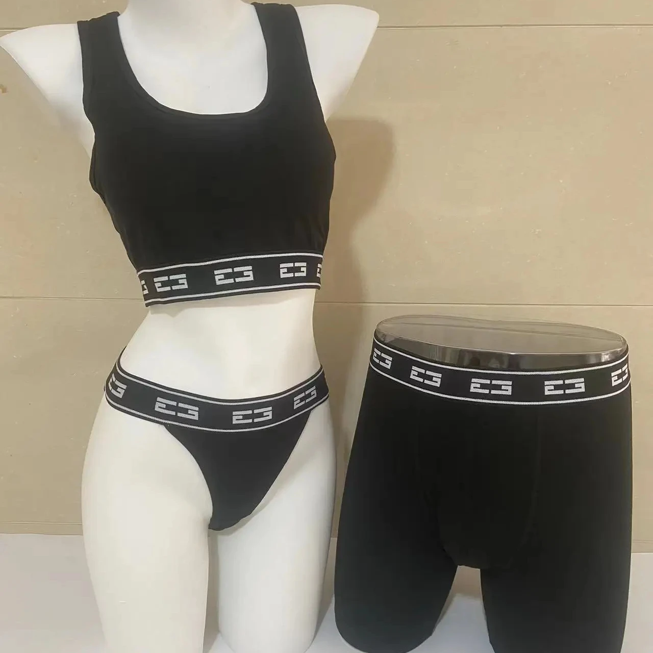 Wholesale Women Sports Stylish Letter Print Panty Custom Logo Bra Set Lingerie & Brief Sets For Women