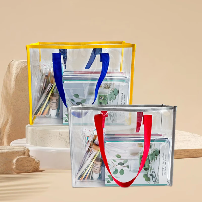 New style pure colour pvc tote beach bag pvc summer beach bags Custom clear tote bags transparent for with woven handle