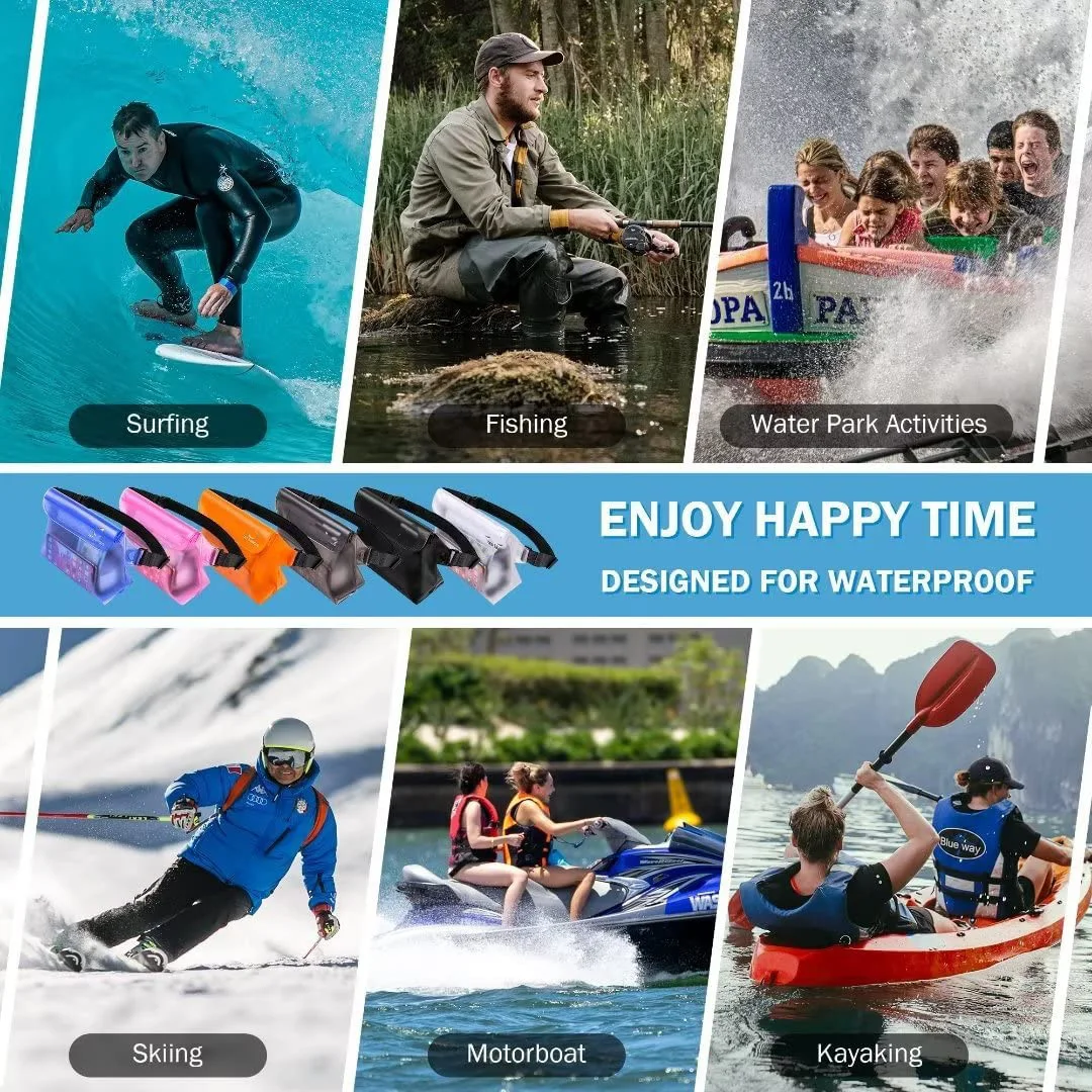 Waterproof Phone Pouch with Waist Strap 3 Pack, Waterproof Fanny Pack Bag iPhone Floating Women Men for swimming, Beach Essentia