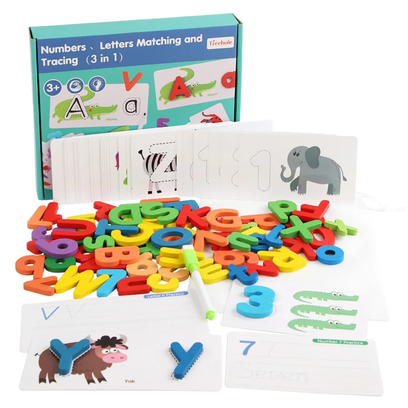 Wooden Educational Letters Alphabet Boards Spelling Card Toys