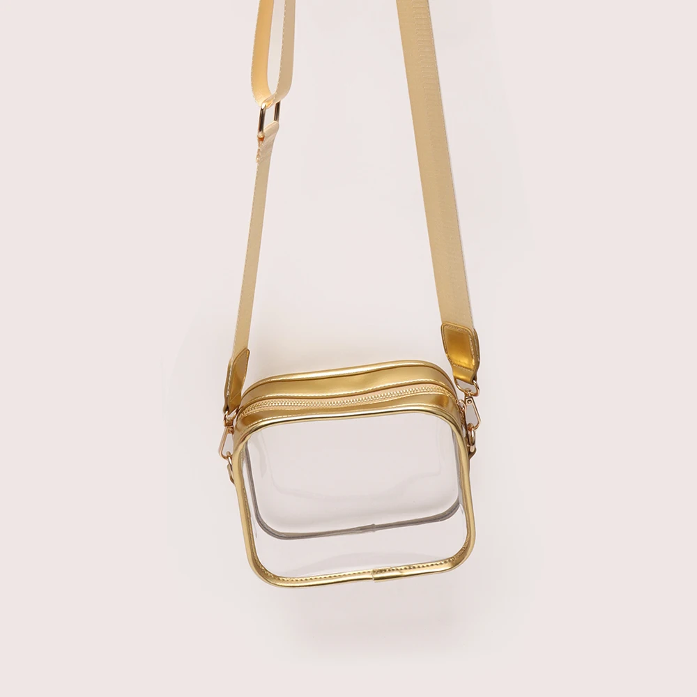 11 Color Gold Pvc Sling Bag Adjustable Strap Stadium Approved Crossbody Purse Work Sports Fanny Pack Waist Bag Clear Concert Bag
