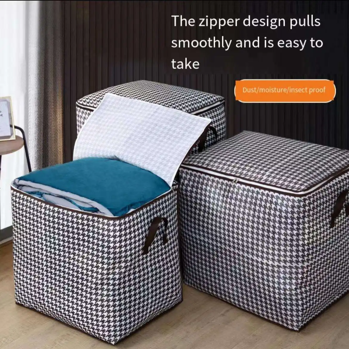 RU Foldable Blanket Cloth Storage Bag Clothes Storage Containers Basket for Organizing Bedroom Closet Drawer with 2 Windows