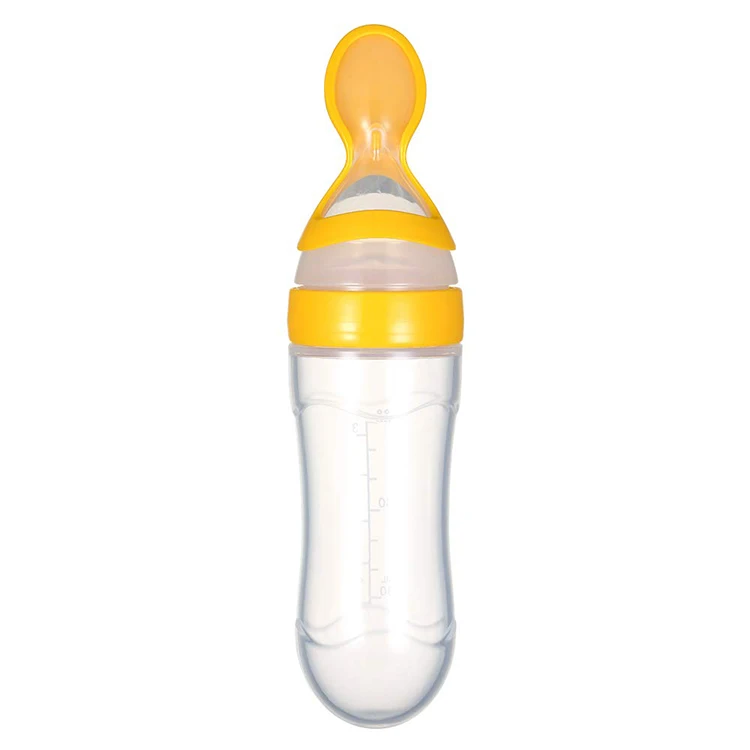 90ML Silicone Baby Food Dispensing Spoon Baby Squeeze Feeding Spoon Bottle Feeder for Juice Cereal