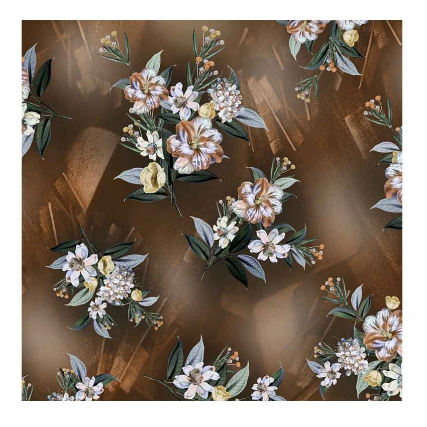hot polyester hands soft chiffon crepe shinning flowers design for womenswear garment fabric
