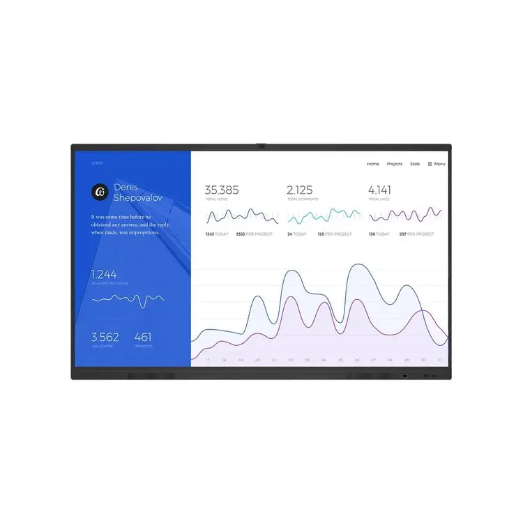 75 Inch 4K 3840x2160 Portable Interactive Whiteboard Electronic Digital Smart Board for Education