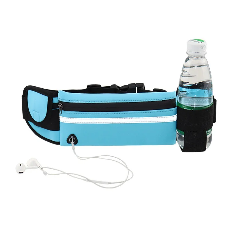 Hot Sale Waist Bag Nylon Fabric Waterproof Fitness Fanny Pack Elastic Running Belt Sports Waist Bag With Bottle Holder