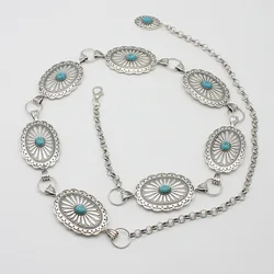 Turquoise Stone Oval Western Waistline Concho Belt