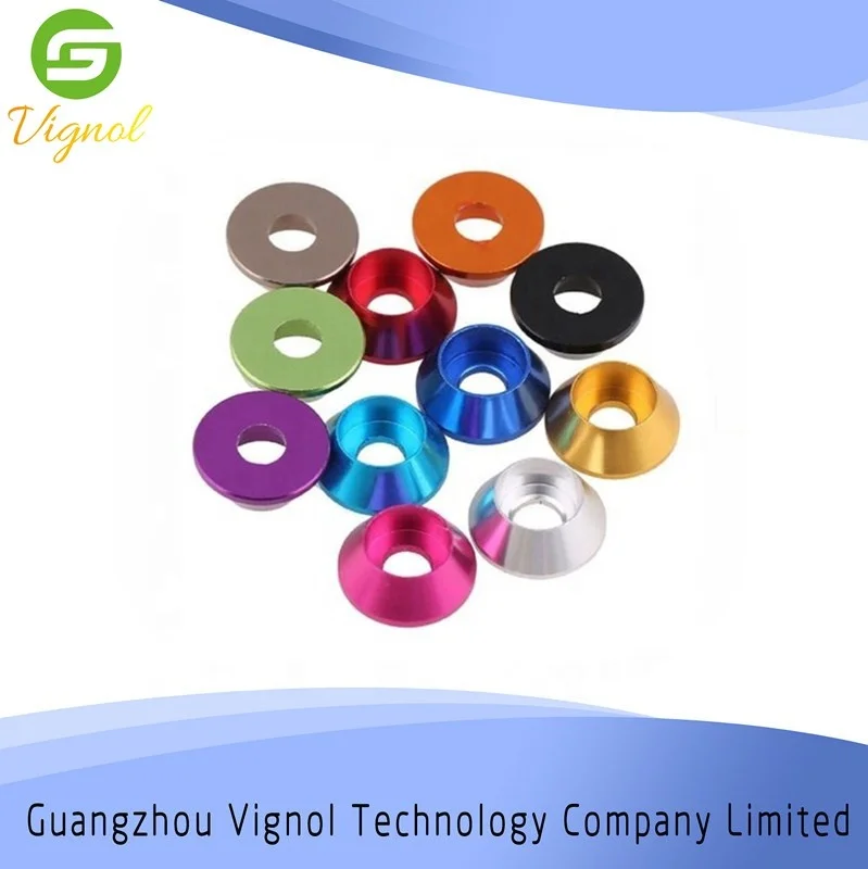 High quality and low price conical washer nuts color anodized aluminum washers