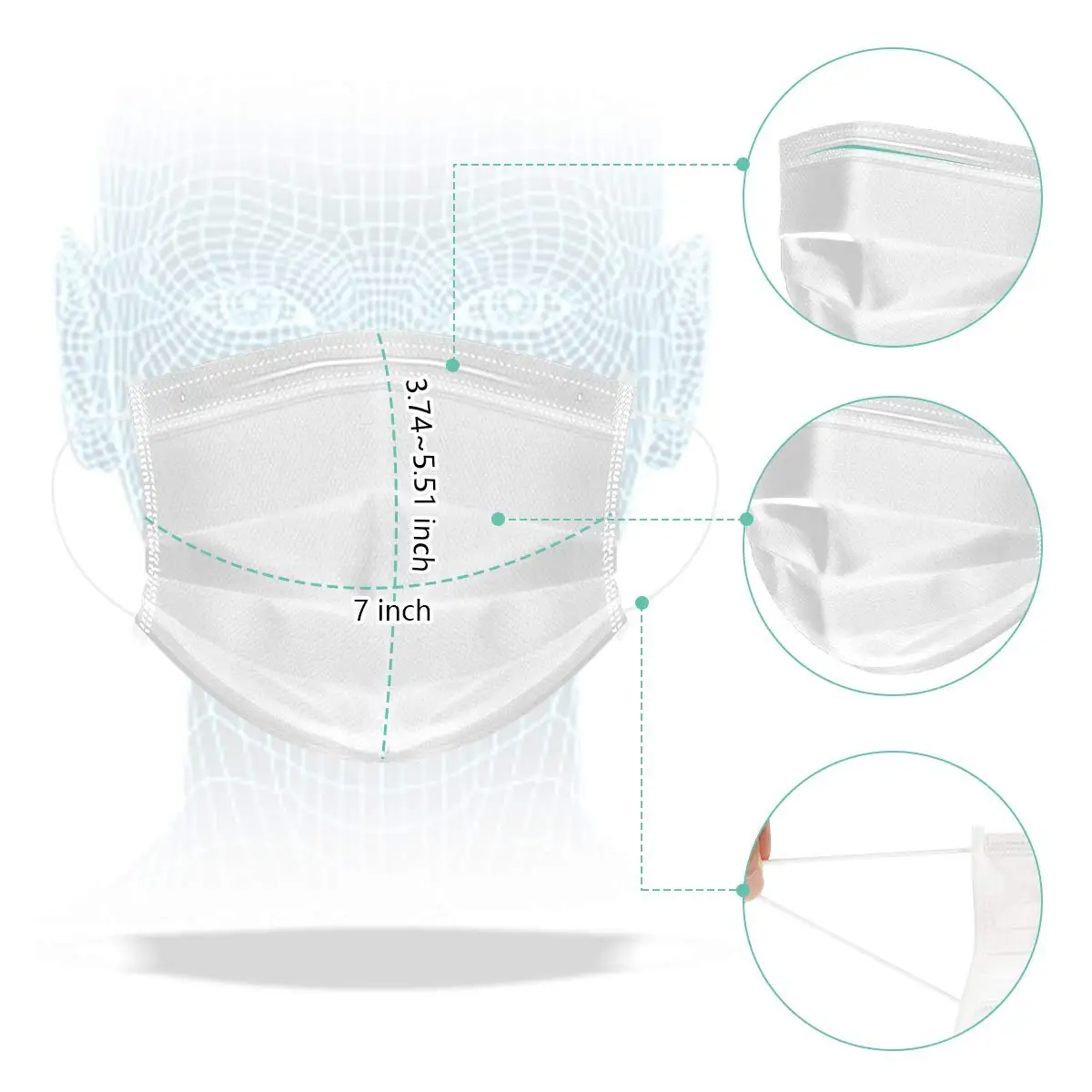 Hot Selling White 3 Ply 50 Pack Medical Masks Good Protection Facemask Disposable For Adults