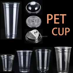 GAIA Factory Disposable PET Cup Plastic Custom 12OZ 16OZ 20OZ 24OZ Ice Coffee Cup With Lids
