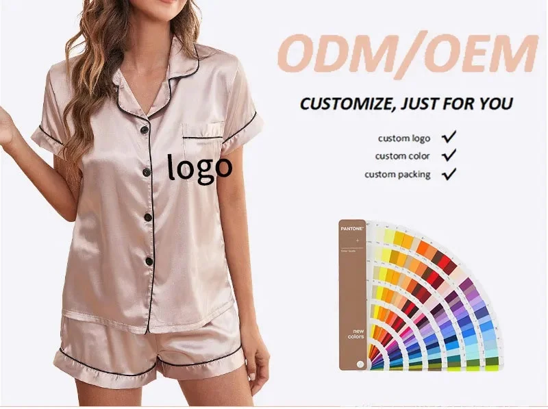 DEBELA pijama luxury adult pajamas loungewear mujer nightwear satin pyjama short sleeve pajama two piece sleepwear sets