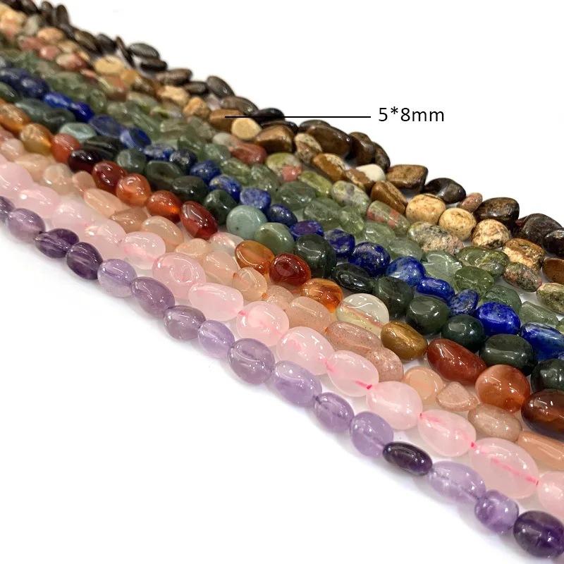 Strawberry Quartz Rose Quartz Lapis Lazuli New Jade 5*8mm Natural Stone Tumble Chip Nugget Beads For Jewelry Making (AB1975)