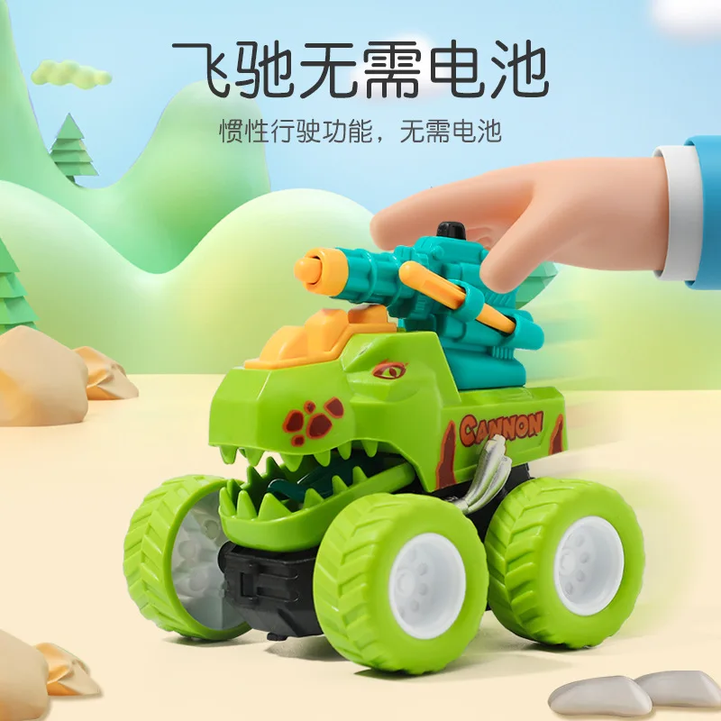 Bigfoot dinosaur ejection inertial offroad chariot 4WD stunt car kids car model small toy car Pull Back Vehicles Toys