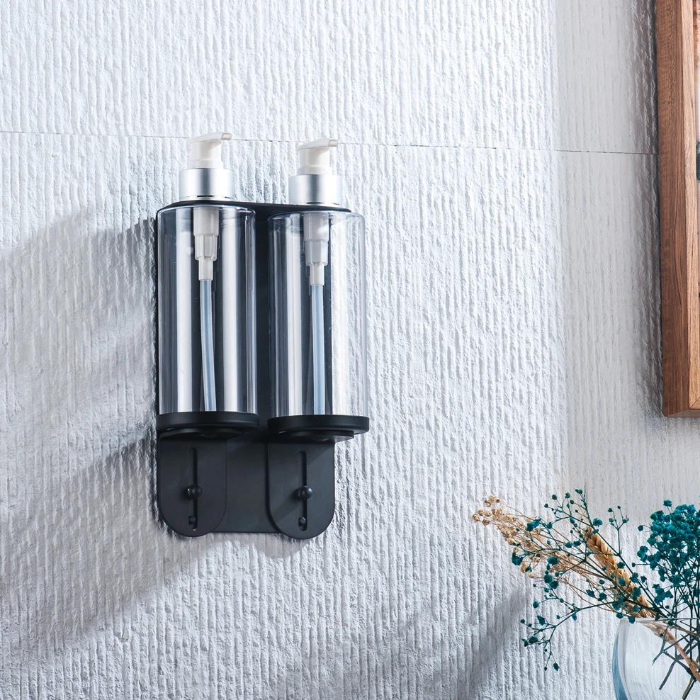 Hotels Wall Mounted Luxury Shampoo Conditioner Shower Gel Stainless Steel Soap Dispenser Bottle