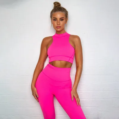 Wholesale Summer Sports Yoga Fitness Prom Trendy Ladies Neon 2 piece Shorts Set Women Clothing