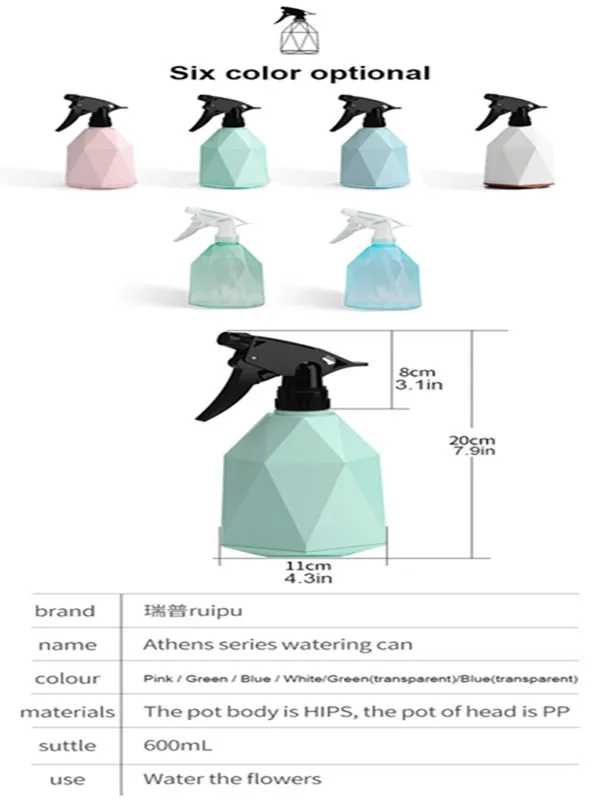 RUIPU 600ML Capacity Garden plant plastic empty manual pressure refillable water trigger spray bottles