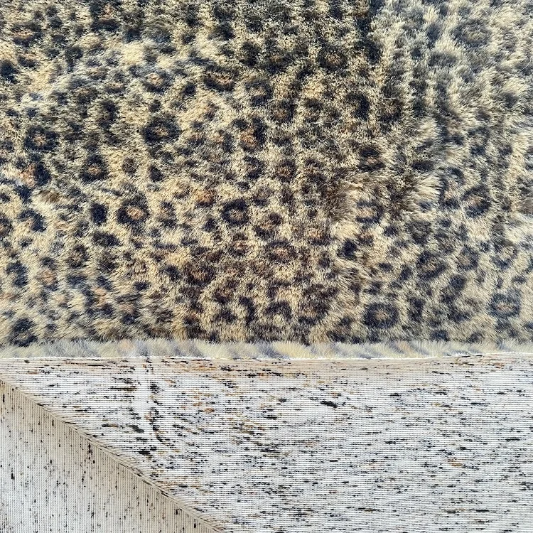 Super Soft Long Pile Faux Fur Leopard Soft Digital Printed Minky Polyester Plush Stretch Fabric