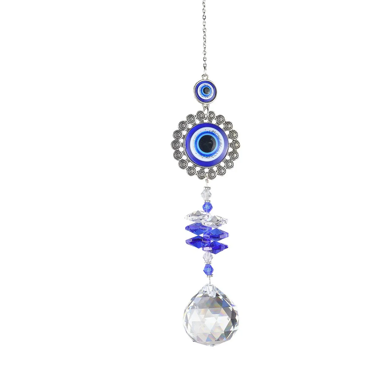Crystal Turkish Evil Eye Crystal Sun Catcher Pendant Light and wind chimes Rainbow Garden decoration