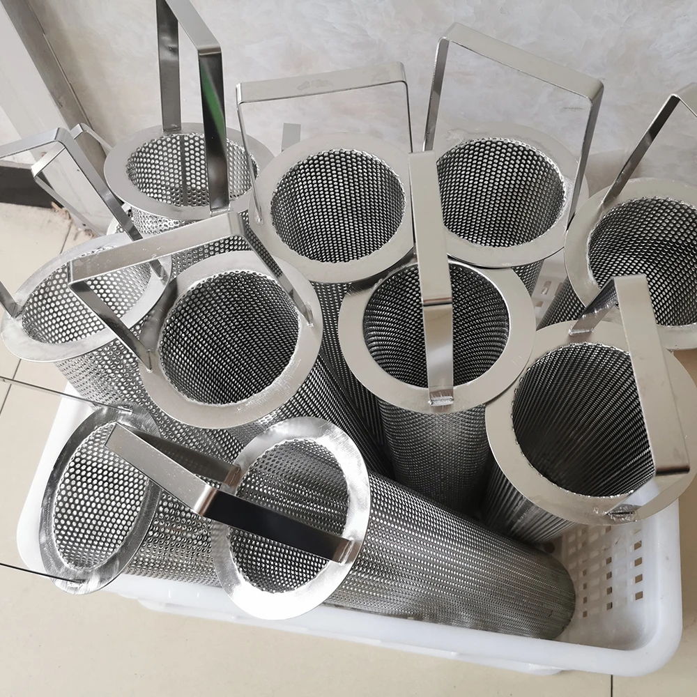 SS316L Industrial Filtration Equipment Perforated Plate Filter Basket with Wire Mesh Inside for Sea Water Strainer & Filtration