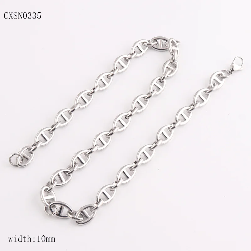 Wholesale coffee beads Link Chain Necklace Women Stainless Steel Chain