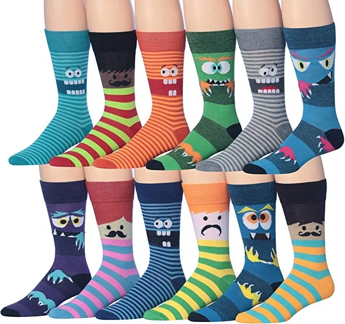 XIANGHUI Mens Funny Funky Crazy Novelty Colorful Patterned Dress Socks
