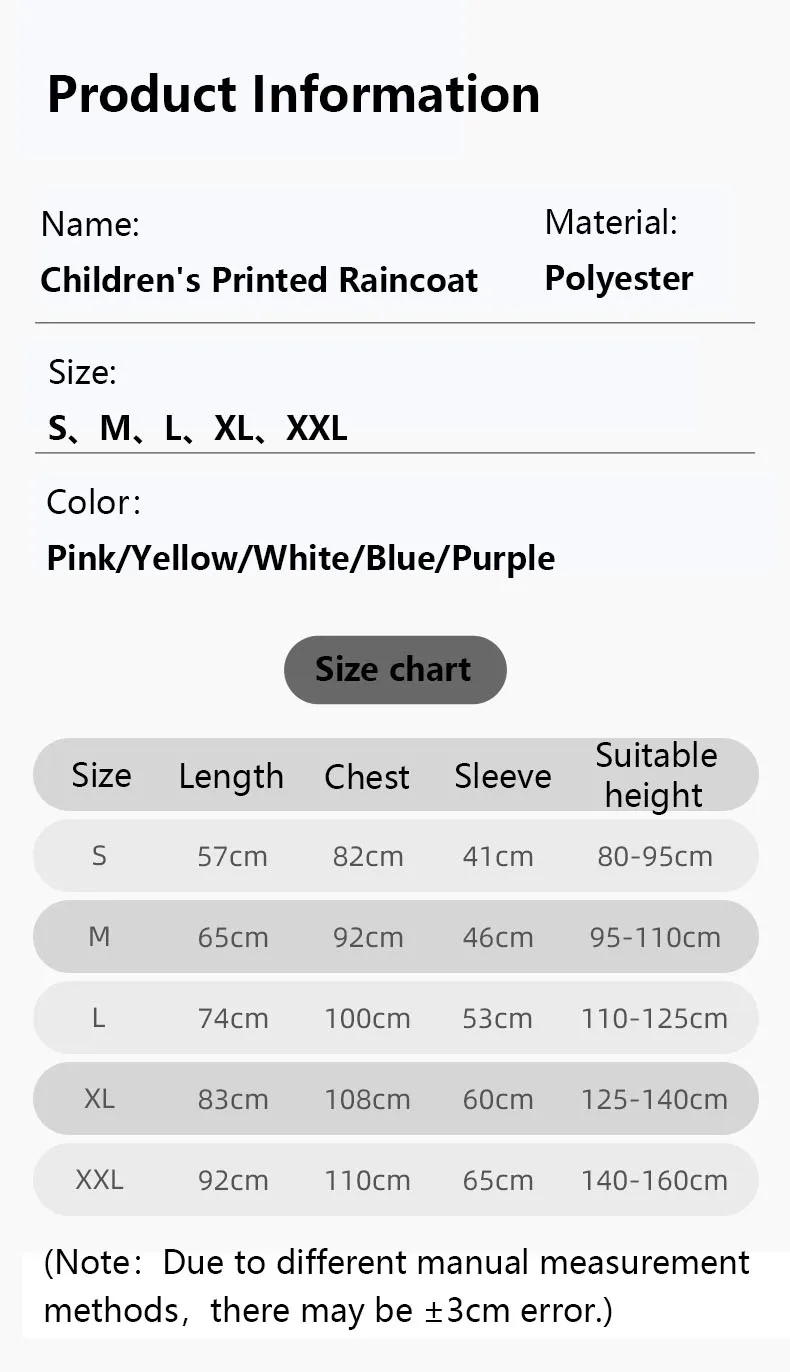 New Style Boys Girls Waterproof Rain Poncho Polyester Cartoon Printed Long Raincoat For Children