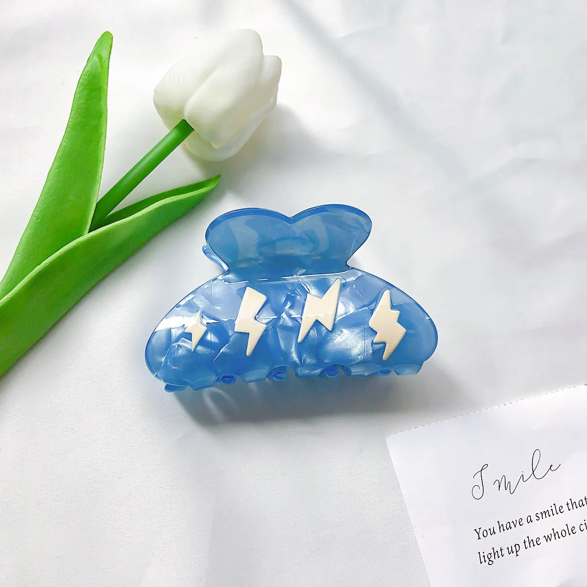 Korean Version of Acetic AcidGgrab Cloud Lightning Print Hair Grab Instagram Niche Design Shark Clip Back Head Disc Hairpin