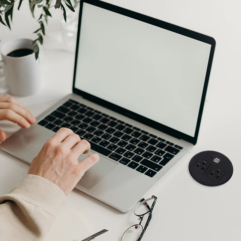 American furniture embedded round desktop power grommet 2Ac socket and 2-usb charger interface