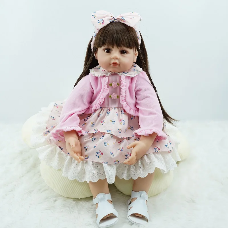 Sweet Adorable Face 24 Inch Real Baby Dolls Bebe Reborn Doll Bebes de Silicona Toy for Nurturing Play