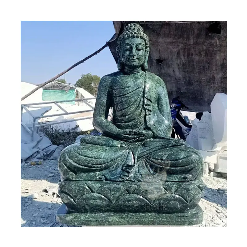 Outdoor Stone Carving Natural Green Marble Sculpture Garden Buddha Statue Large Marble Buddha Sculpture
