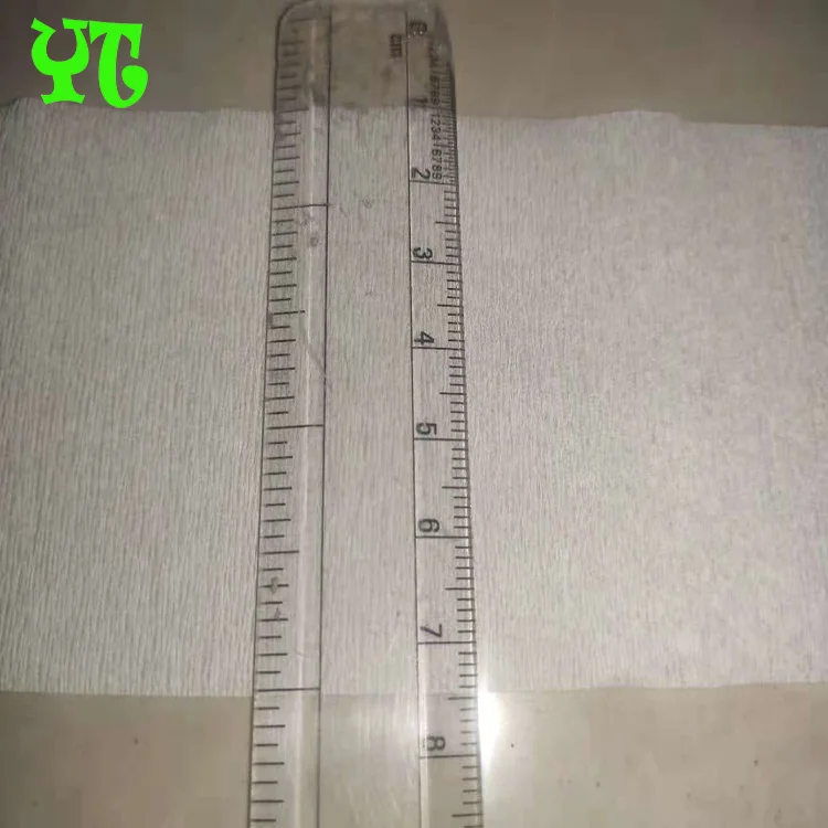 Base Paper 16 gsm  Stretch 130%  Width103cm CO 3inch . Neck Ruffle Paper production  Water resistant and Soft on the skin