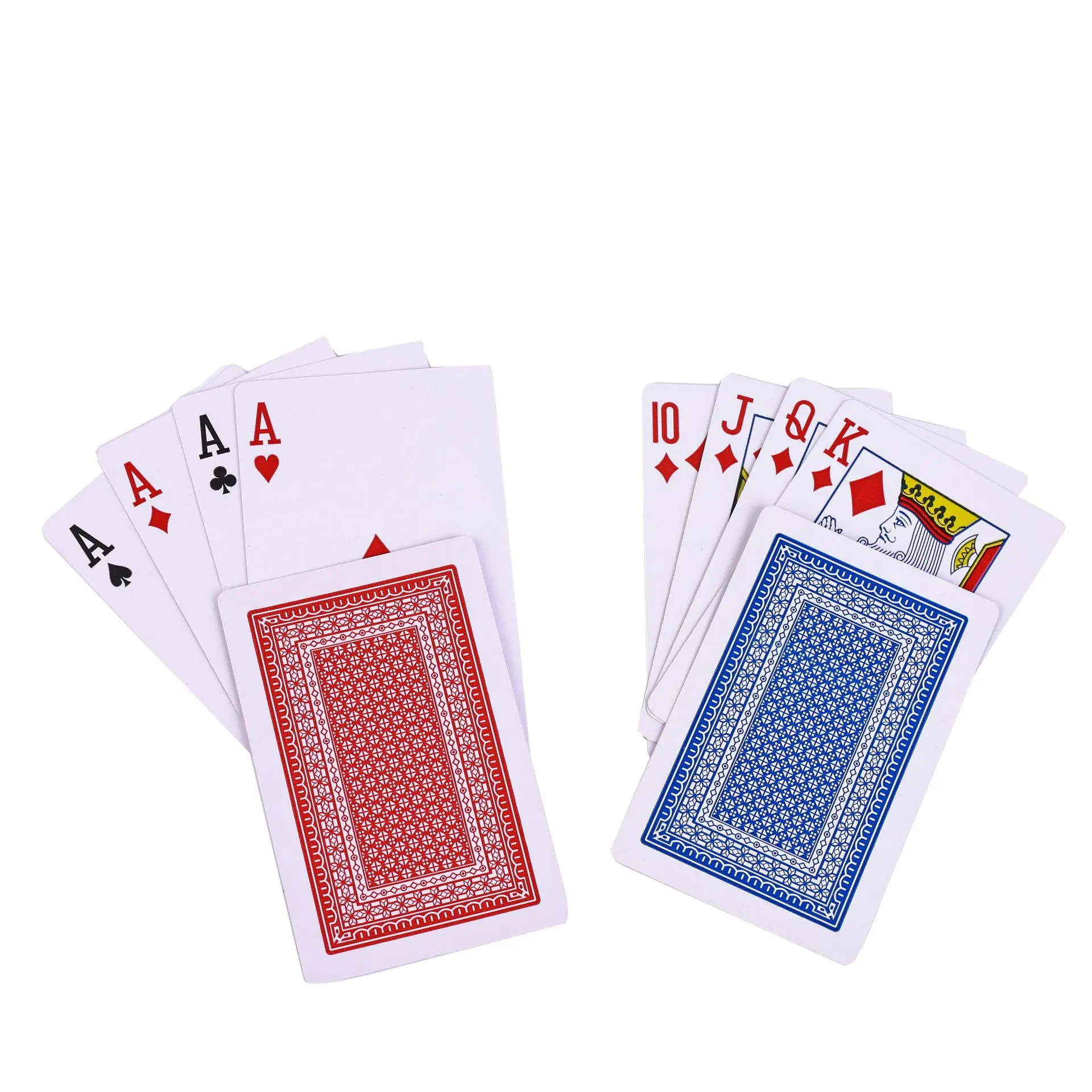 Custom Playing Cards Red And Blue Wear Resistant Paper Poker Paper Playing Cards