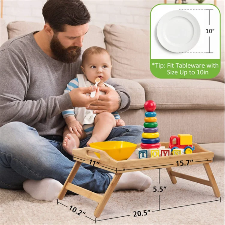 Wooden Sturdy  Kitchen Bedroom Bed Sofa Hospital Table Folding Legs Bed Tray