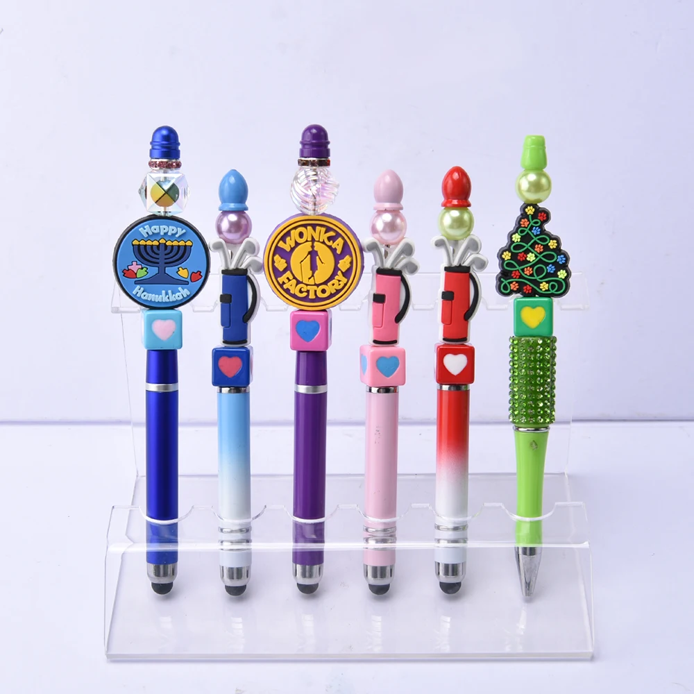 hot selling DIY beaded pen custom pvc cartoon focal charms pen topper for decoration