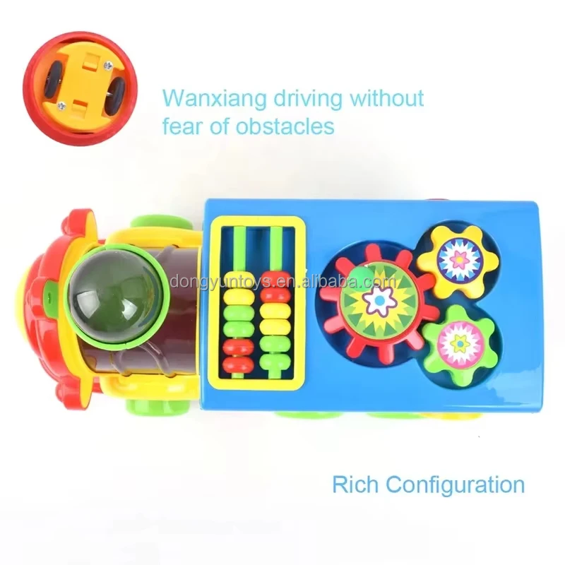 Electric musical train battery operated blocks puzzle Train Set Cartoon train with light and music Early Educational Toys