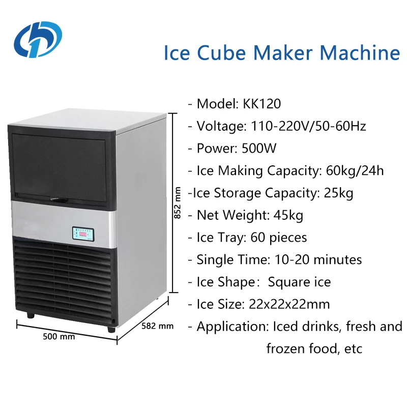 Ice Making Machine 60kg Automatic Countertop Ice Cube Block Machine Ice Maker Machine For Home Commercial Business Prices