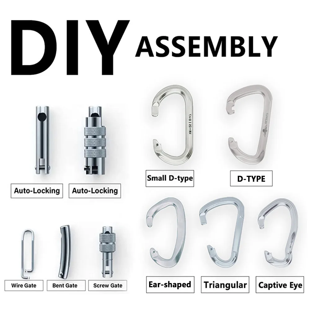 Critically Acclaimed Aluminum 6061 D Shape Steel Custom Carabiner Light For Camping /Fishing /Hiking