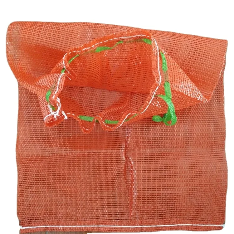 wholesale orange mesh bags with drawstring for packaging fresh fruits and vegetables plastic net bags