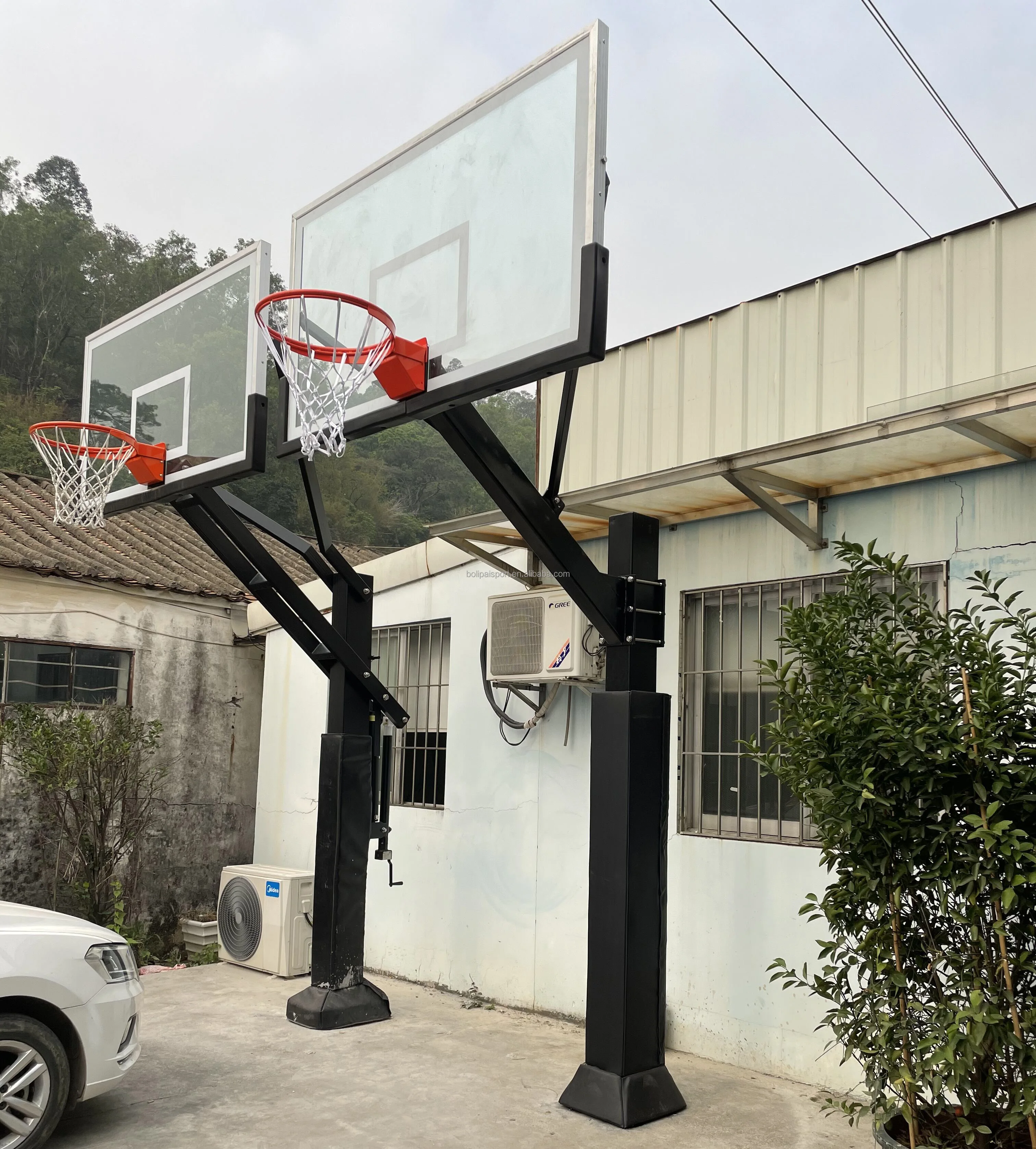 Outdoor Antirust durable facilities equipment galvanized steel basketball pole for training
