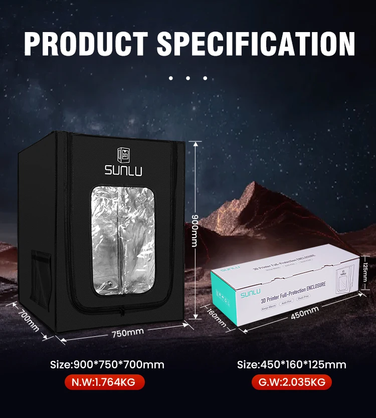 SUNLU 3D printer accessories big size 3D printer insulation Enclosure cover to maintain the printing temperature