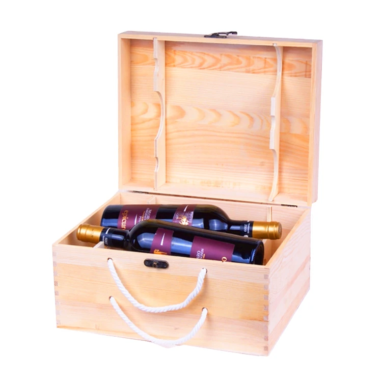 
 Модная деревянная витрина из сосны на заказ для 6 бутылок вина, упаковочный ящик для хранения, китайский винный ящик для растений  