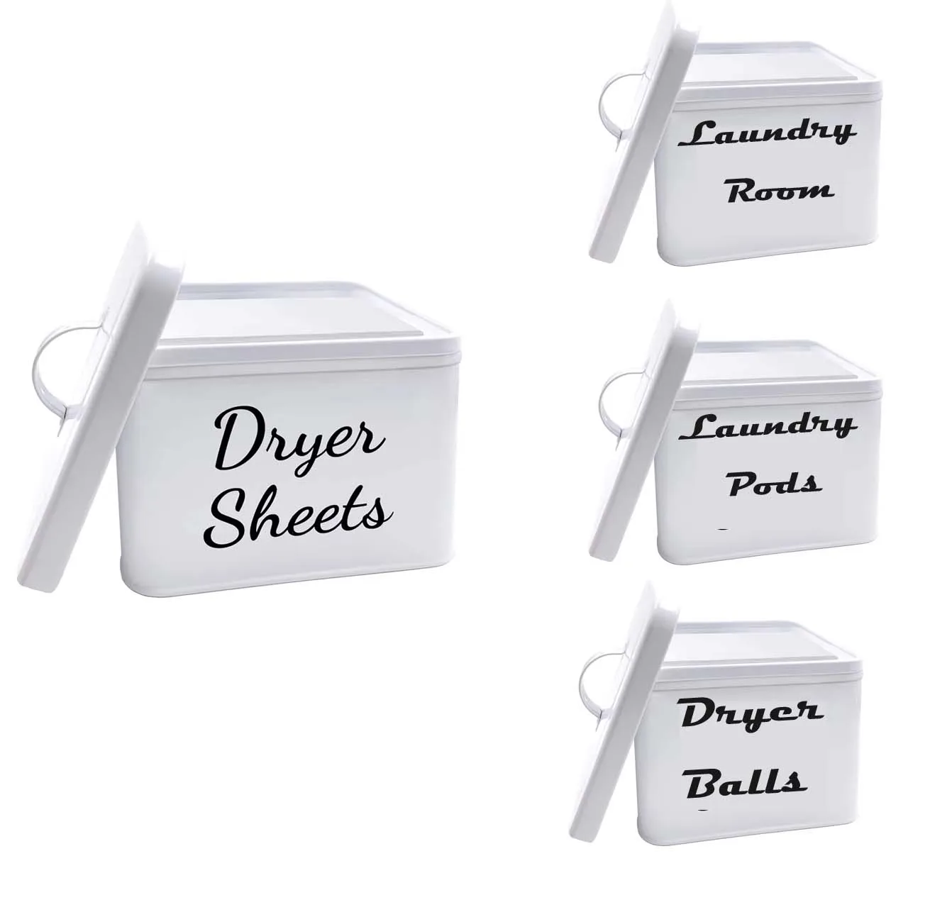 Modern Farmhouse Laundry Room Organization Metal Dryer Sheet Holder Fabric Softener Sheets Tin Dispenser With Lid
