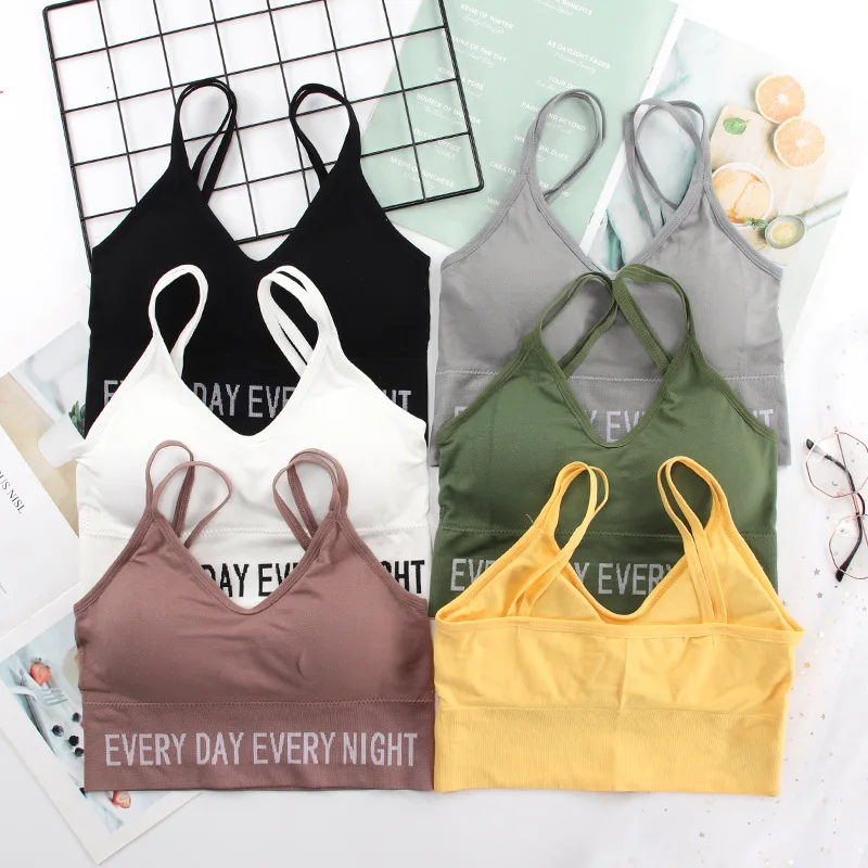 Кроп-Топ женский без рукавов, спортивный бесшовный бюстгальтер, майка для тренировок со встроенным бюстгальтером