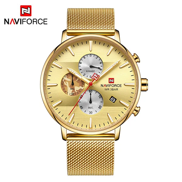 NAVIFORCE NF9169 спортивные мужские кварцевые Movt часы из нержавеющей стали с полным календарем-это оригинальные Механизм кварцевых часов