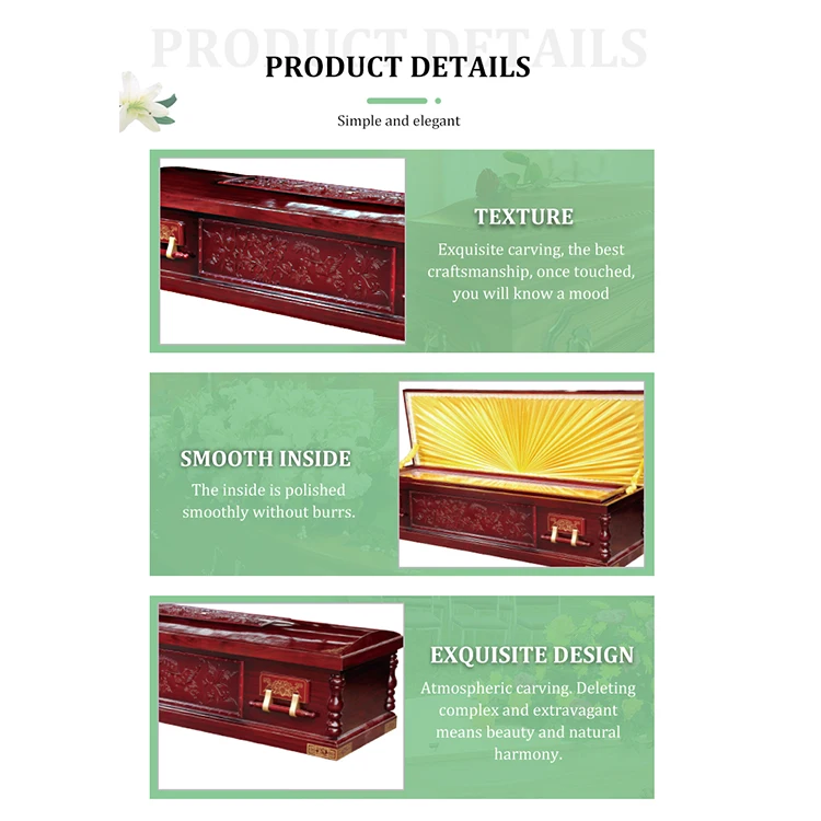 Funeral Supplier American Full-Open Style Solid Wood Ash Caskets Wholesale With Locks