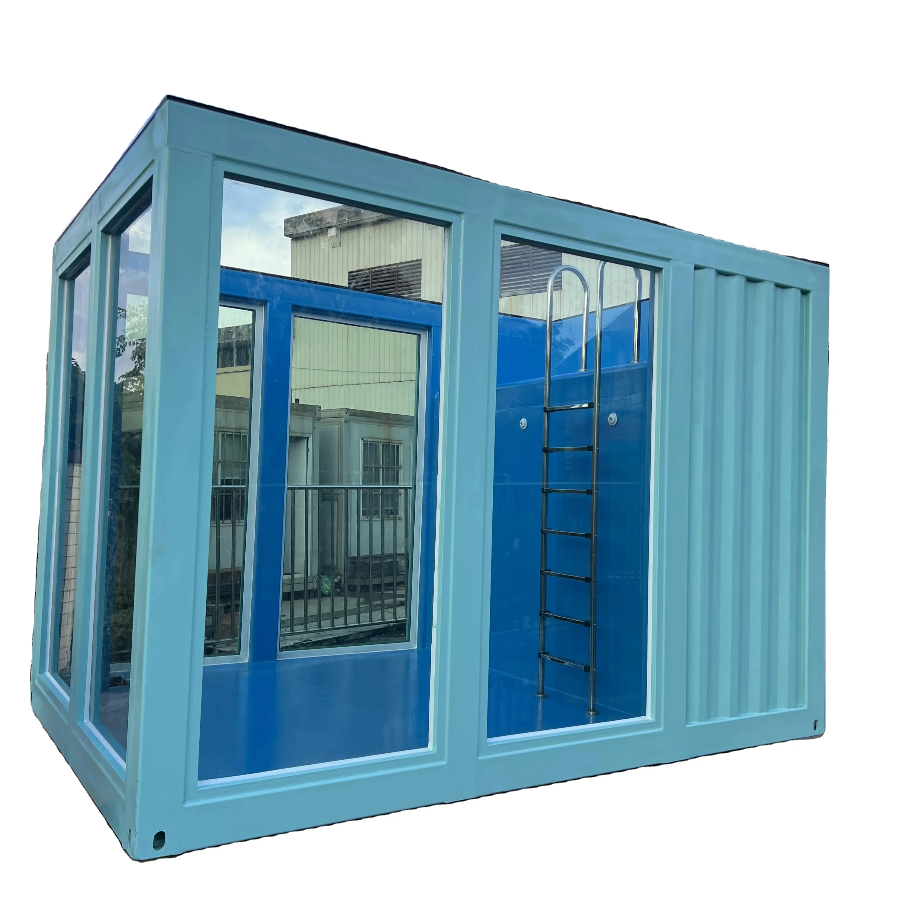 High quality mobile outdoor ground visible glass container pool large size small size swimming pool