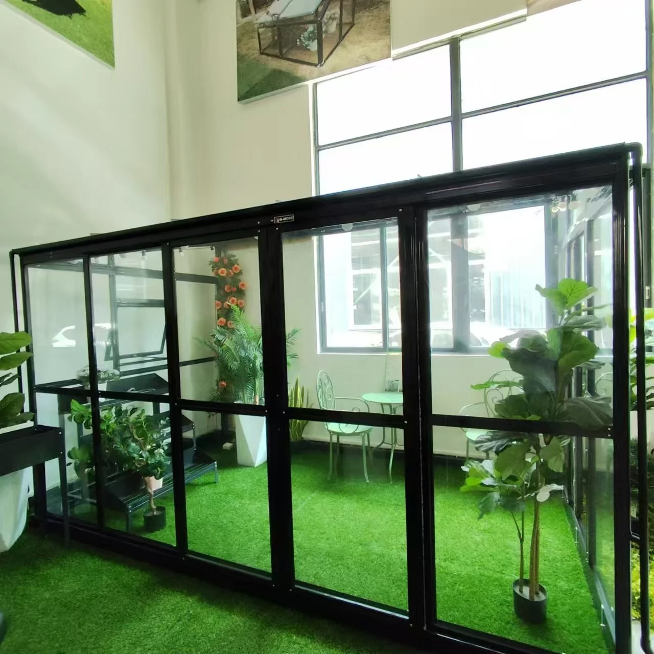 LEAN-TO GREENHOUSE ALUMINUM FRAME AND ALL GLASS GE7304 GREENHOUSE GARDEN