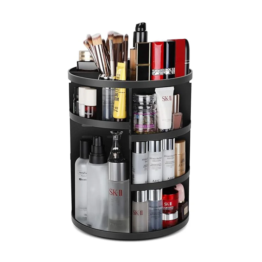 360 rotating makeup organizer wholesale custom good price storage cosmetic box 3 tier rotating makeup organizer