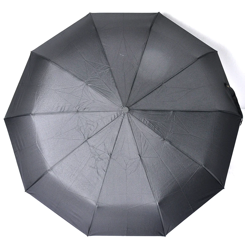 3 Folding Travel Umbrella Black Pongee Waterproof Auto Open and Closed Umbrella